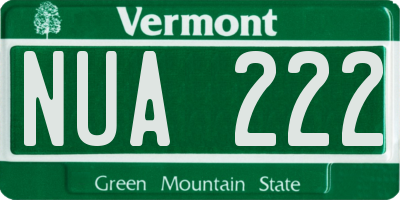 VT license plate NUA222