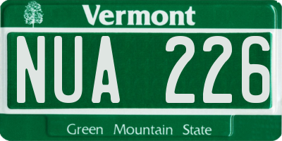 VT license plate NUA226