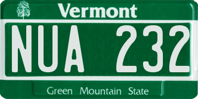 VT license plate NUA232