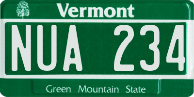 VT license plate NUA234