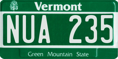 VT license plate NUA235