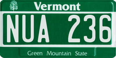 VT license plate NUA236