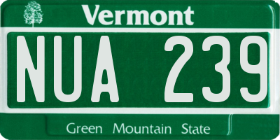 VT license plate NUA239