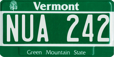 VT license plate NUA242
