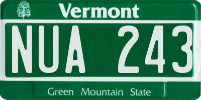 VT license plate NUA243