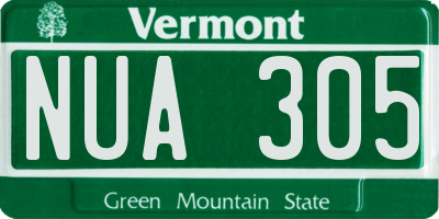 VT license plate NUA305
