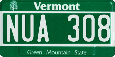 VT license plate NUA308