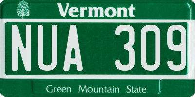 VT license plate NUA309