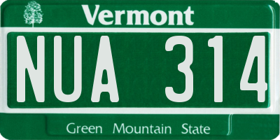 VT license plate NUA314