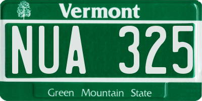VT license plate NUA325
