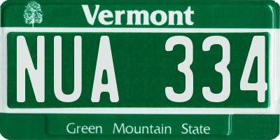 VT license plate NUA334