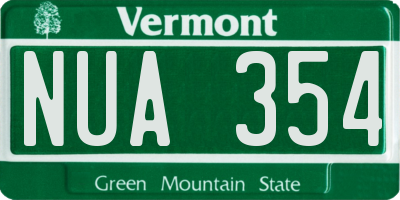 VT license plate NUA354