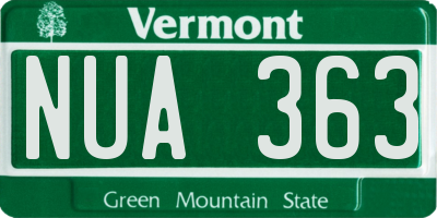 VT license plate NUA363