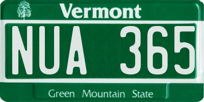 VT license plate NUA365