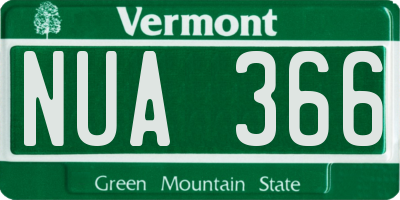 VT license plate NUA366