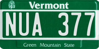 VT license plate NUA377