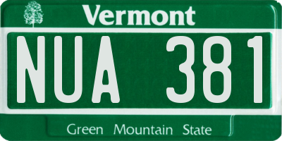 VT license plate NUA381
