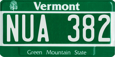 VT license plate NUA382