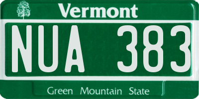 VT license plate NUA383