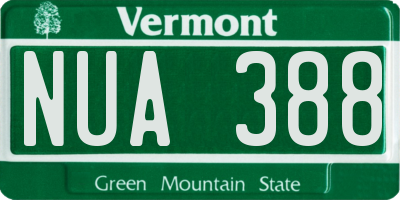 VT license plate NUA388
