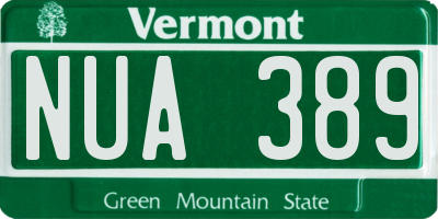 VT license plate NUA389