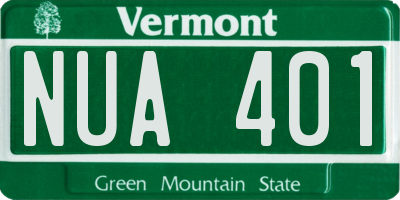 VT license plate NUA401