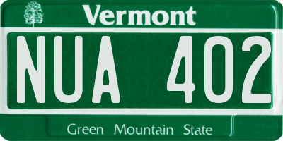 VT license plate NUA402