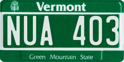 VT license plate NUA403