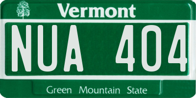 VT license plate NUA404