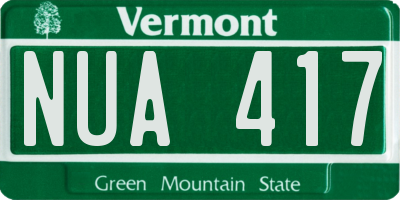 VT license plate NUA417