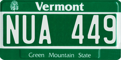 VT license plate NUA449
