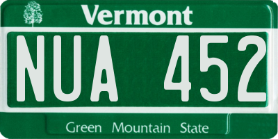 VT license plate NUA452