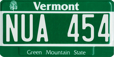VT license plate NUA454