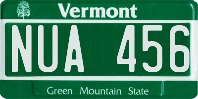 VT license plate NUA456