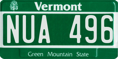 VT license plate NUA496