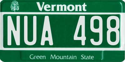 VT license plate NUA498
