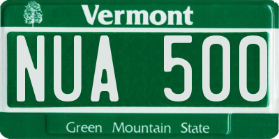 VT license plate NUA500