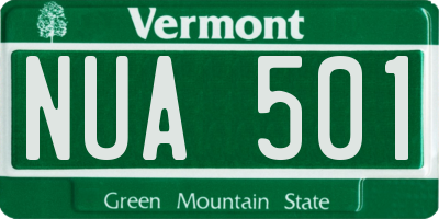 VT license plate NUA501