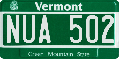 VT license plate NUA502
