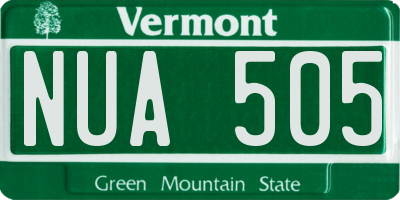 VT license plate NUA505