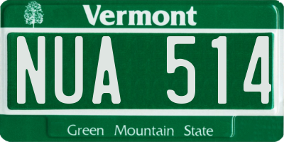 VT license plate NUA514