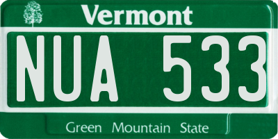 VT license plate NUA533
