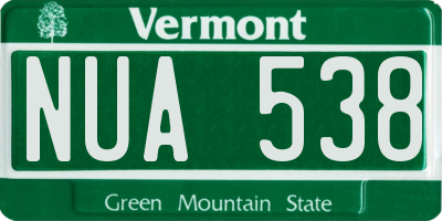 VT license plate NUA538