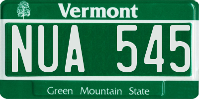 VT license plate NUA545