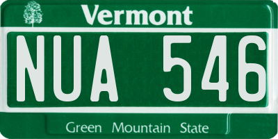 VT license plate NUA546