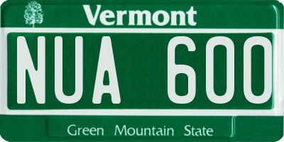 VT license plate NUA600