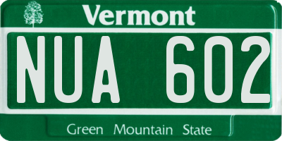 VT license plate NUA602