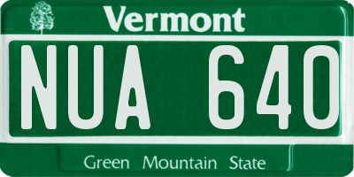VT license plate NUA640