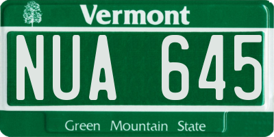 VT license plate NUA645