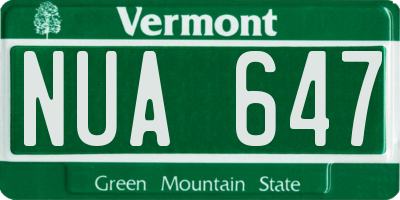 VT license plate NUA647